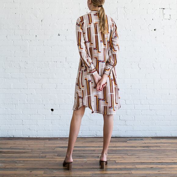 Rachel Comey Upland Dress 100% Silk Rainbow Print Tunic Shirt Dress Size 2 EUC - Picture 2 of 16